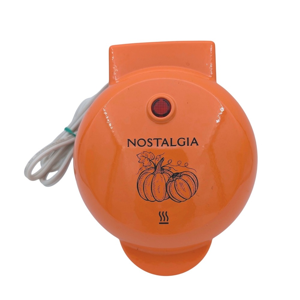 Nostalgia MyMini Pumpkin Waffle Maker 5" Electric Orange Fall Breakfast